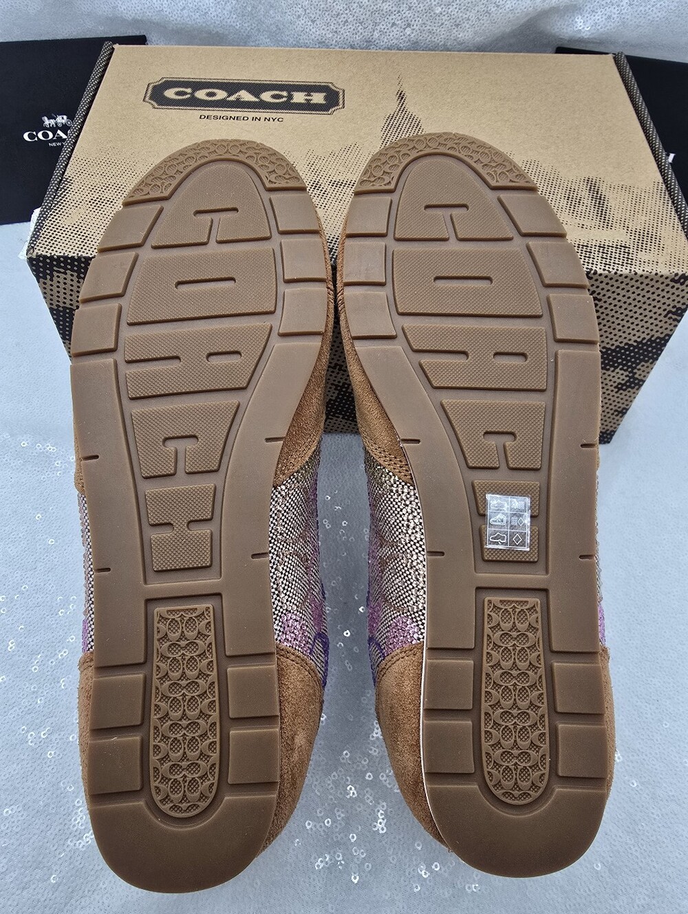 Coach Crystal Signature Jacquard Suede Leather Streamline Sneaker Women's 10 - Picture 7 of 13